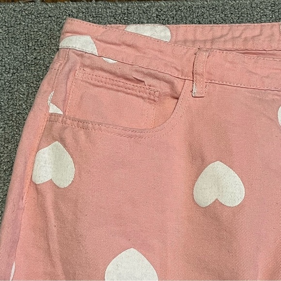 Shein Jeans Womens 4XL Pink High Waisted Hearts Denim Cotton Straight Leg - Picture 5 of 9